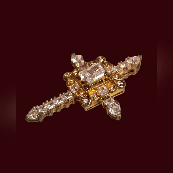 Victoria Wieck CZ Rhinestones Pendant & Locket Cross On Gold Vermeil/SS